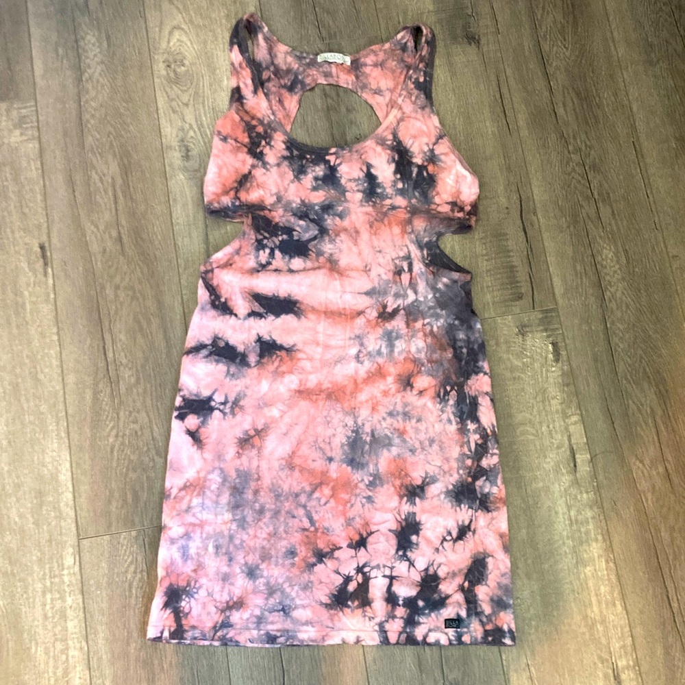 Billabong Pink and Black Tie-Dye Cutout Mini Dress